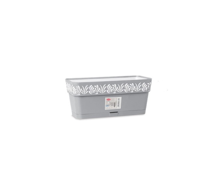 Flower box with tray Gaia 30x13x12cm grey