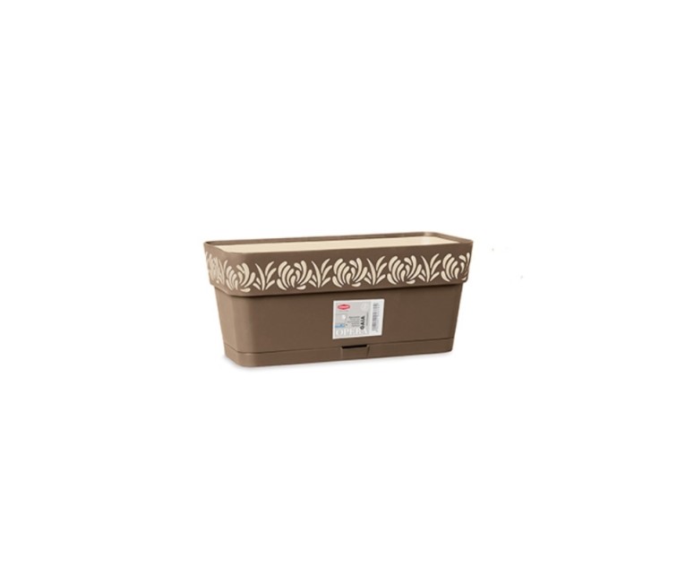 Flower box with tray Gaia 30x13x12cm brown