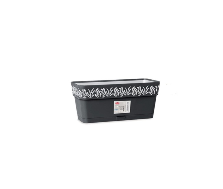 Flower box with tray Gaia 30x13x12cm black