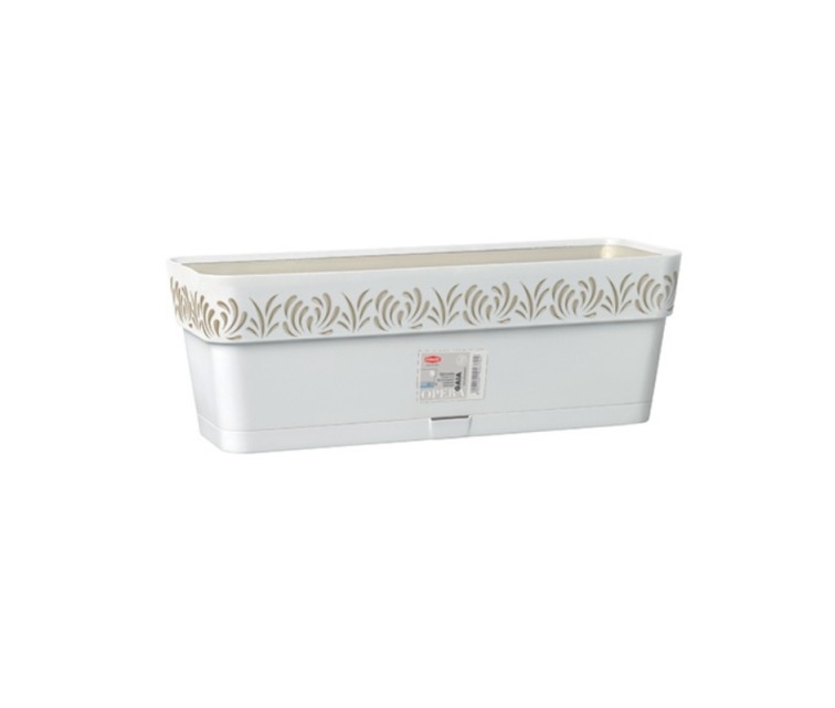 Flower box with tray Gaia 50x18x17cm white