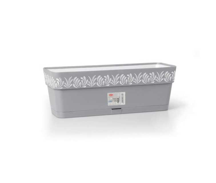 Flower box with tray Gaia 50x18x17cm grey