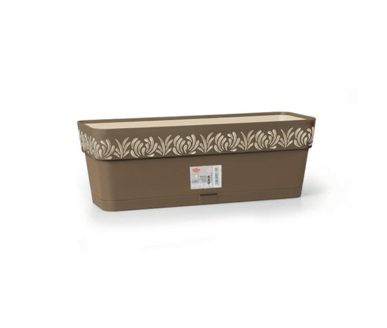 Flower box with tray Gaia 50x18x17cm brown