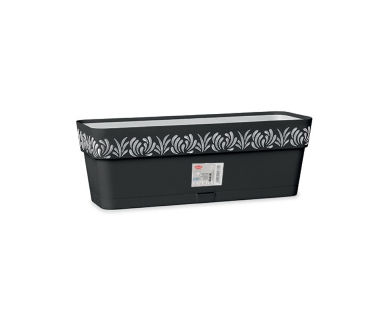 Flower box with tray Gaia 50x18x17cm black