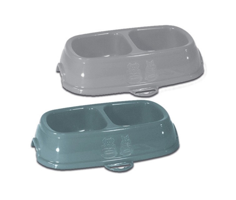 Feed bowl Break 13 0,2+0,2L 21x13x5cm assorted grey/blue