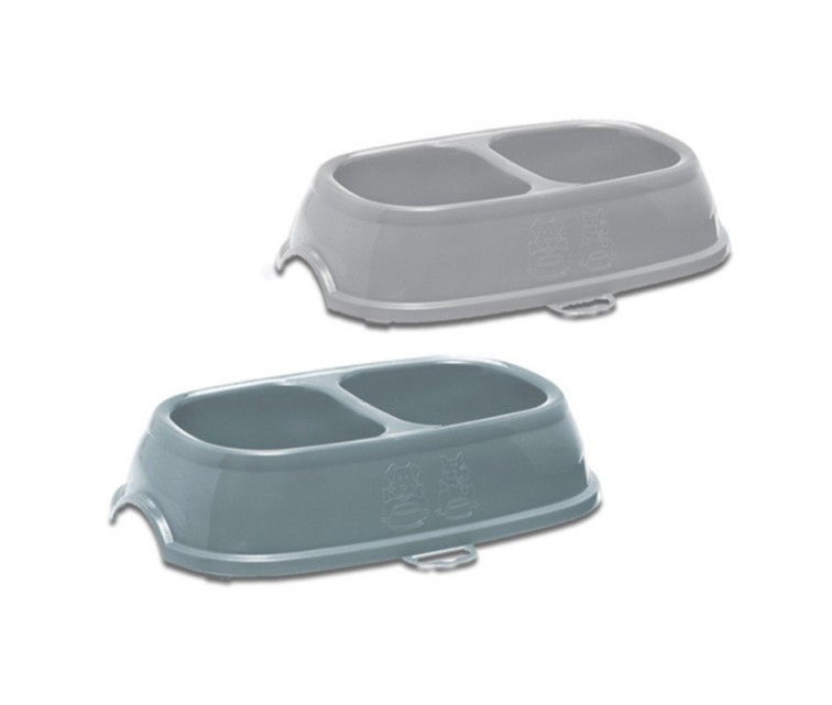 Feed bowl Break 11 0,4+0,4L 28x17x6cm assorted grey/blue