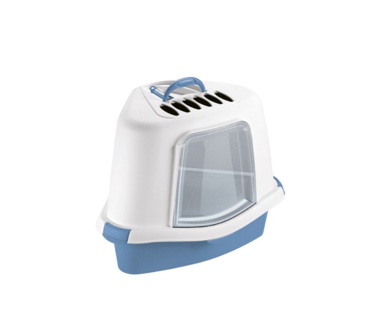 Cat litter box Sprint Corner Plus 56x40x40cm blue/white