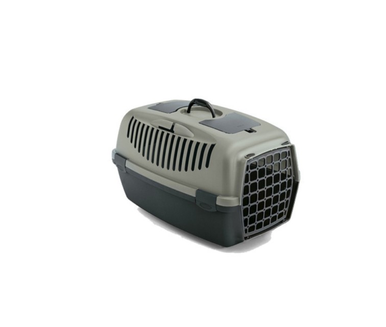 Transport cage Gulliver 2 with plastic door 55x36x35cm grey/green