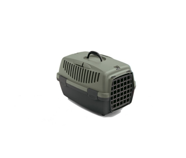 Transport cage Gulliver 1 with plastic door 48x32x31cm grey/green