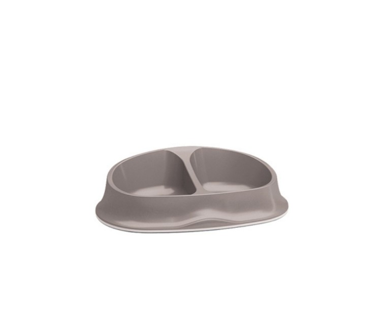 Feeding bowl double Chic 0.25+0.25L 27x17.5x7.2cm light gray