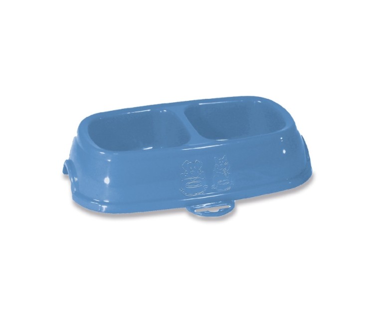 Feed bowl Break 11 0,4+0,4L 28x17x6cm assorted grey/blue