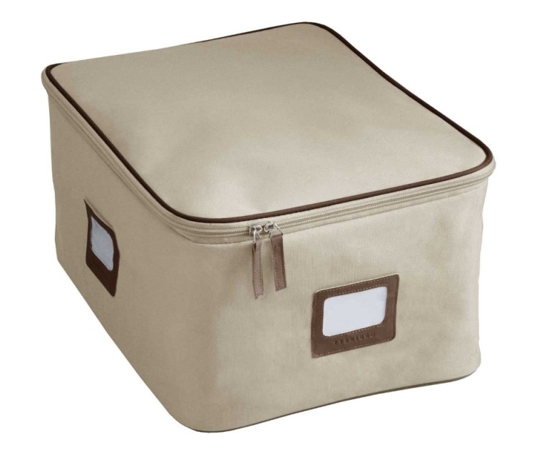 Zipped fabric box M 30x40x20cm Ego Ecru